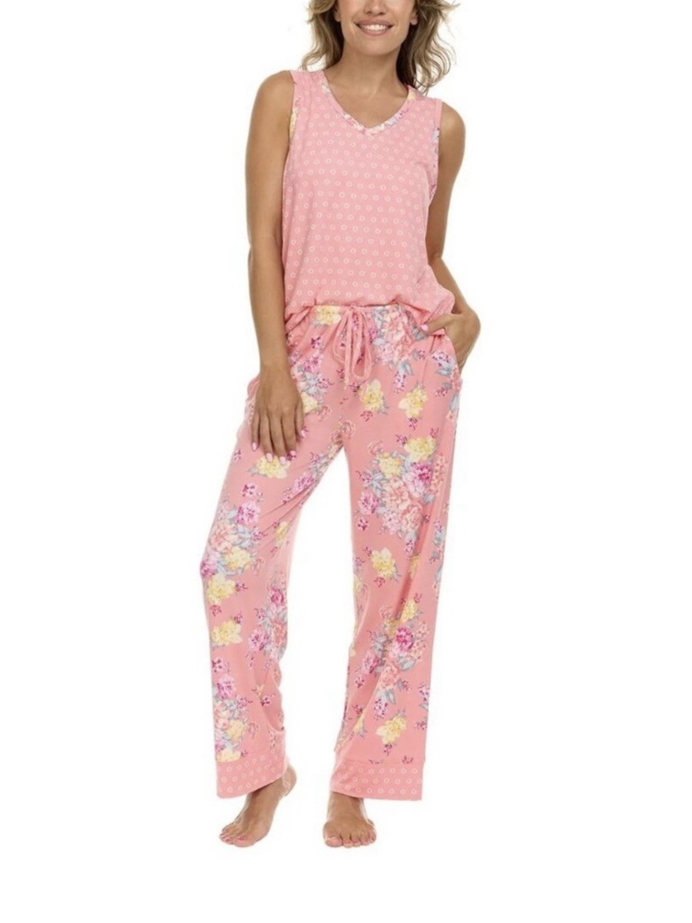 NWOT Flora Nikrooz Pink Floral Sleep Set - Tank and Cropped Pant